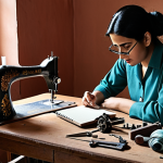 **

A textile engineer deeply engrossed in dismantling a vintage sewing machine at home, surrounded by tools and a detailed notebook. The scene should evoke a sense of passionate learning and hands-on problem-solving, reflecting the 'Bedah Siasat' (surgical investigation) approach mentioned in the text. The atmosphere should be warm and inviting, like a home workshop.

**