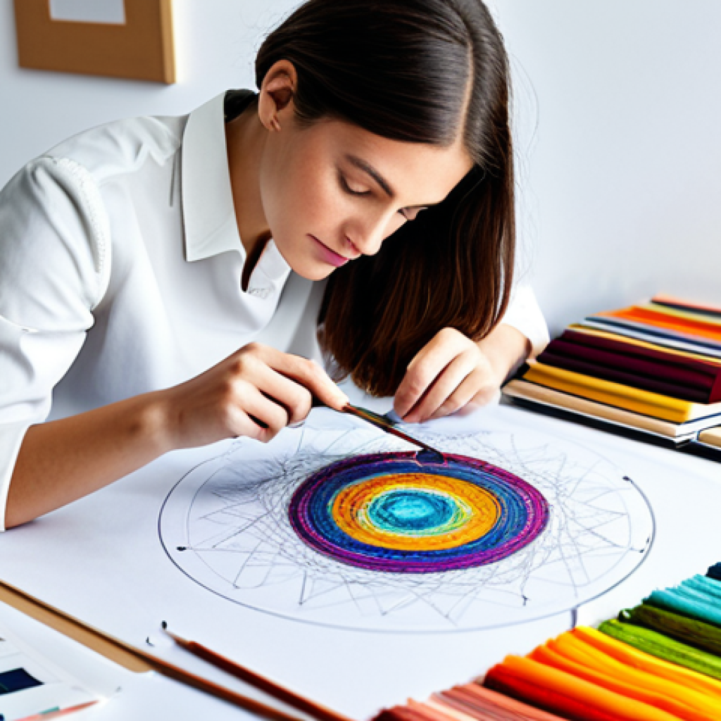 **

"A textile designer in a brightly lit studio, examining a new fabric sample under a magnifying glass, fully clothed in modest attire, surrounded by colorful threads and design sketches, appropriate content, perfect anatomy, well-formed hands, natural pose, professional setting, family-friendly, high quality."

**