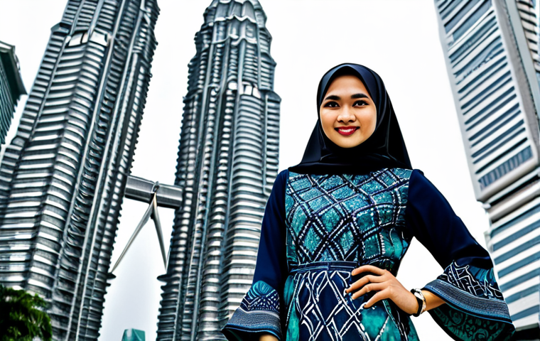 **

A successful Malaysian businesswoman in a modern hijab and a modest, knee-length batik dress with long sleeves, standing confidently in front of the Petronas Twin Towers in Kuala Lumpur, professional portrait, perfect anatomy, correct proportions, well-formed hands, safe for work, appropriate content, fully clothed, modest, professional.

**
