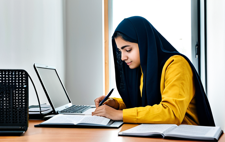 Studying at a Desk**

"A dedicated student fully clothed in modest attire, studying textile engineering textbooks at a tidy desk. Books, notes, and a laptop are neatly arranged.  The background is a well-lit, comfortable study room. Safe for work, appropriate content, perfect anatomy, natural pose, well-formed hands, proper finger count, professional, family-friendly."

**