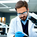 **

A confident textile engineer, fully clothed in a professional lab coat and safety glasses, inspecting a fabric sample under a microscope in a bright, modern textile laboratory. Focus on the intricate details of the fabric structure. Appropriate attire, safe for work, perfect anatomy, correct proportions, well-formed hands, proper finger count, natural pose, professional, modest, family-friendly, high quality.

**