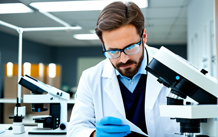 **

A confident textile engineer, fully clothed in a professional lab coat and safety glasses, inspecting a fabric sample under a microscope in a bright, modern textile laboratory. Focus on the intricate details of the fabric structure. Appropriate attire, safe for work, perfect anatomy, correct proportions, well-formed hands, proper finger count, natural pose, professional, modest, family-friendly, high quality.

**