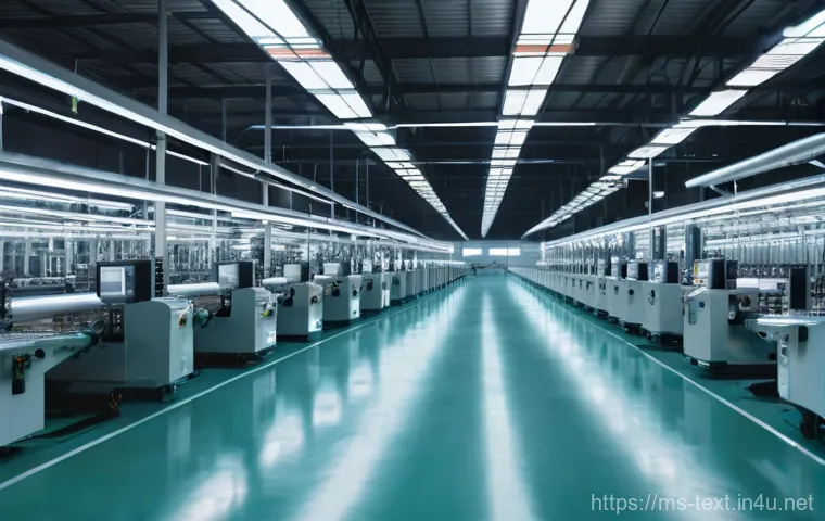 섬유기사 실기시험 대비 방법 - **Modern Textile Manufacturing with Advanced Automation**
    A bright, expansive, and high-tech tex...
