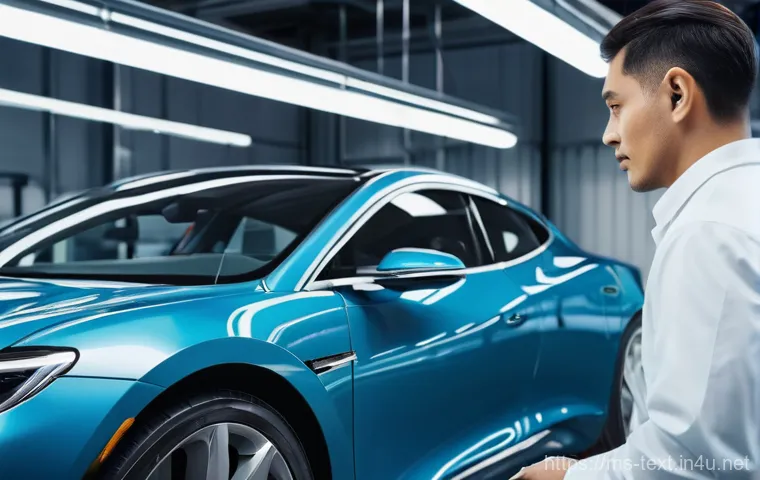 섬유기사와 필기시험 준비 사례 - **Automotive Sector:** The engineer is meticulously inspecting a high-performance, comfortable car i...