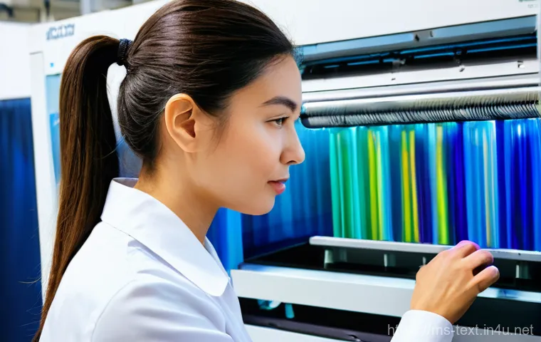 섬유기사 자격증의 가치와 전망 - **Prompt 1: A Glimpse into the Future of Smart Textiles**
    A bright, ultra-modern textile researc...