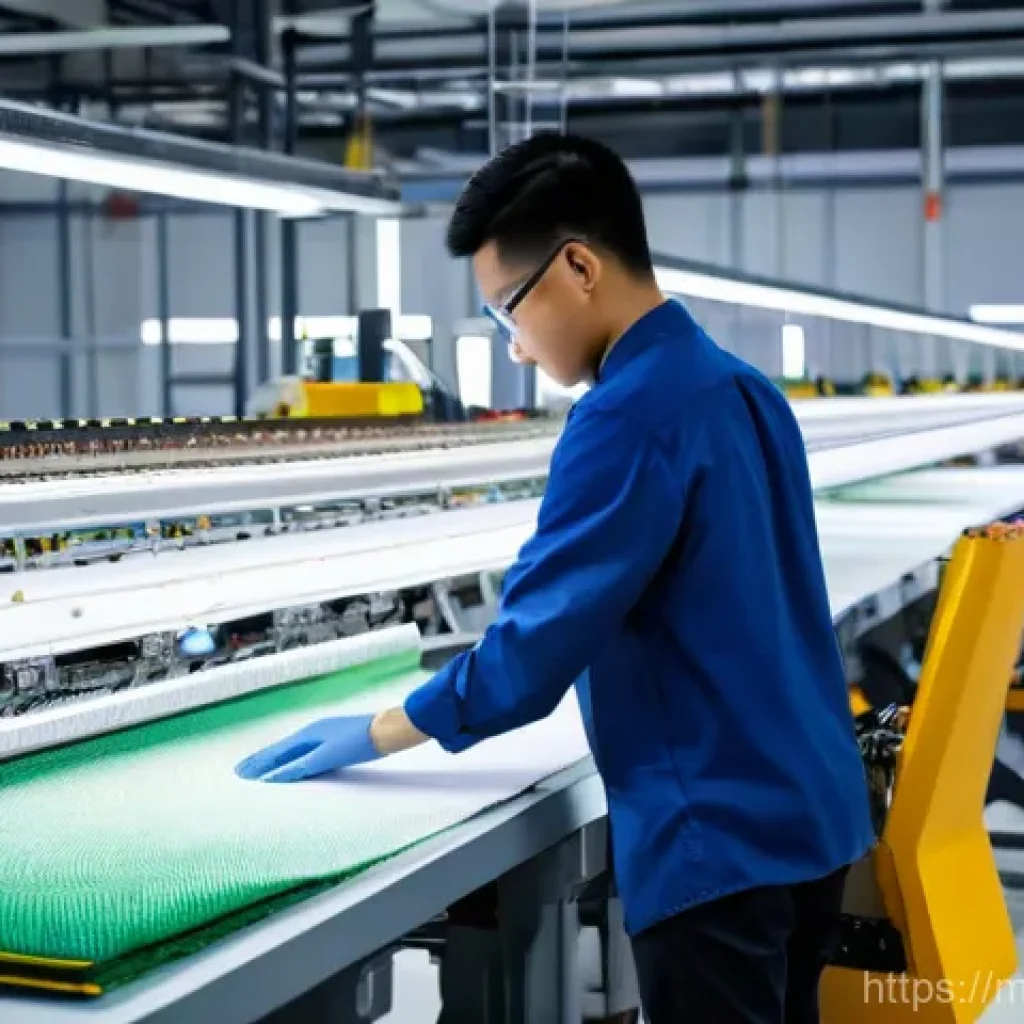 섬유기사 필기시험의 중요성 - **Prompt:** A bustling, ultra-modern textile manufacturing facility in Malaysia, with sleek, automat...