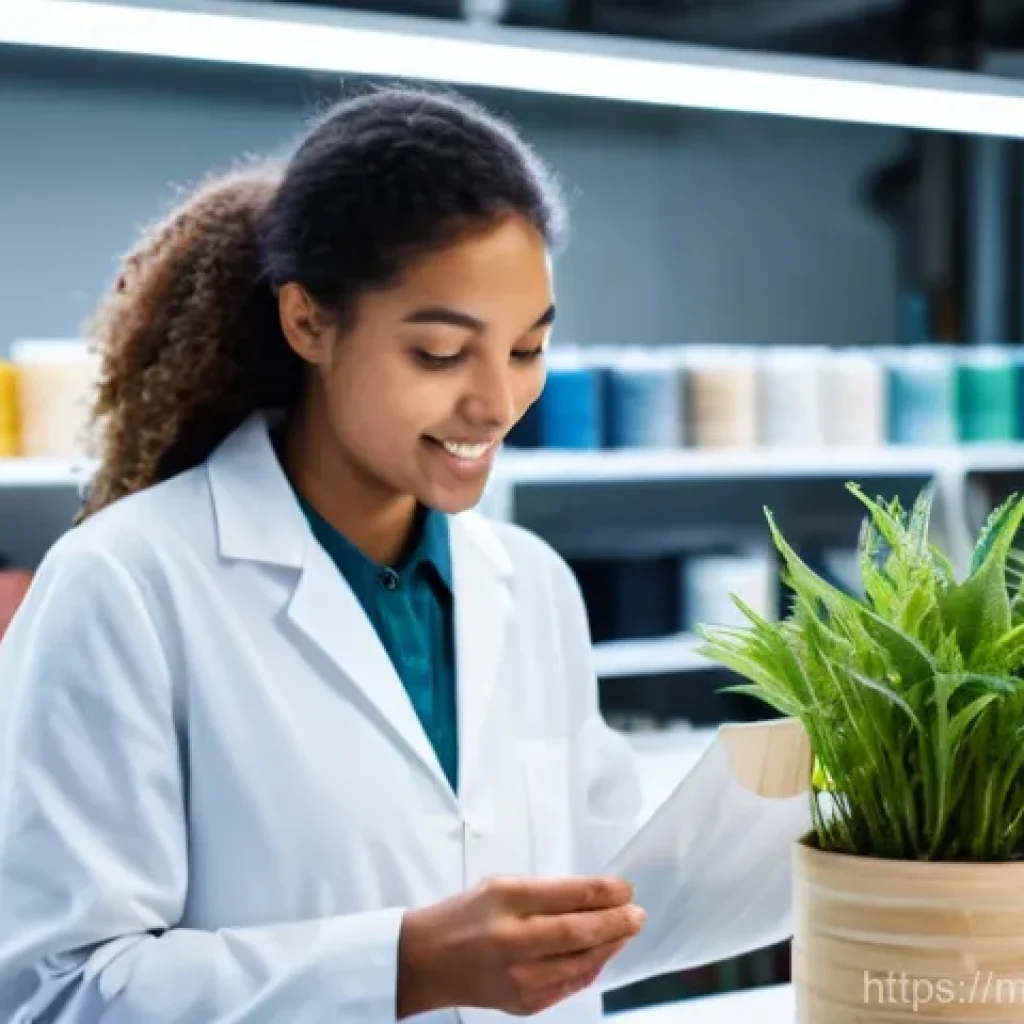 섬유기사 자격증 활용과 산업 적용 - **Sustainable Textile Innovation Lab**
    A group of diverse textile engineers, aged 25-40, wearing...