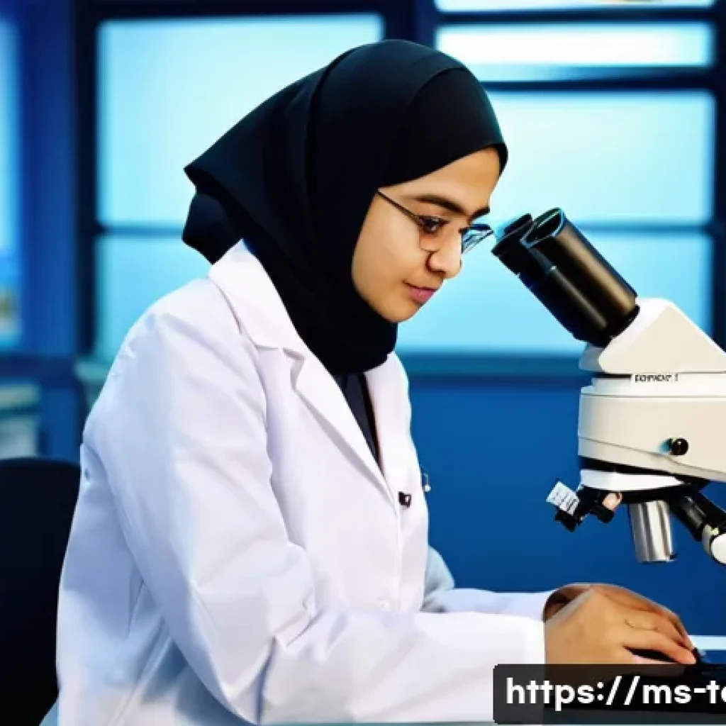 섬유기사 시험 교재 추천 - **Prompt:** A brightly lit textile laboratory in Malaysia. A young female textile engineering studen...