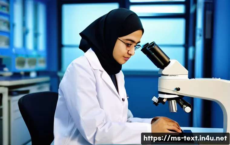 섬유기사 시험 교재 추천 - **Prompt:** A brightly lit textile laboratory in Malaysia. A young female textile engineering studen...