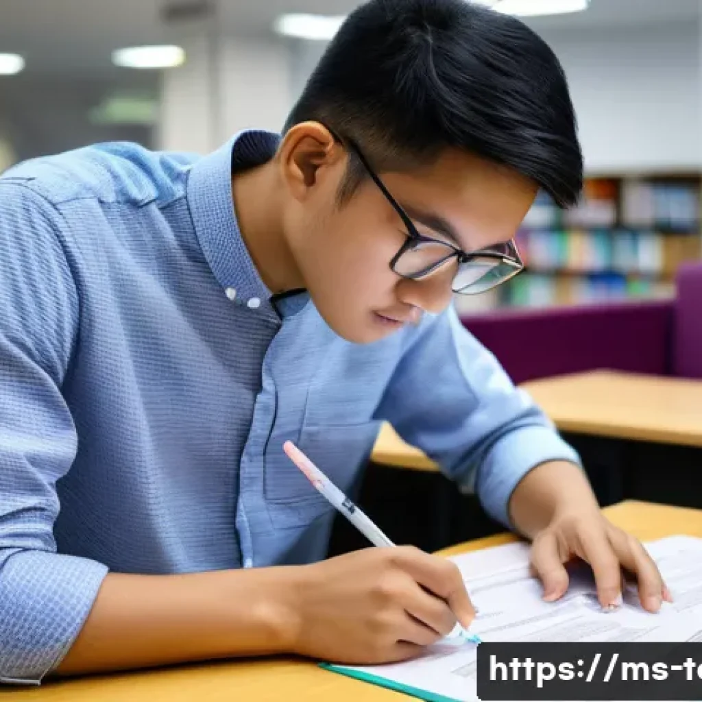 섬유기사 필기시험 대비 전략 - **Prompt:** "A focused Malaysian university student, either male or female in their mid-20s, intentl...