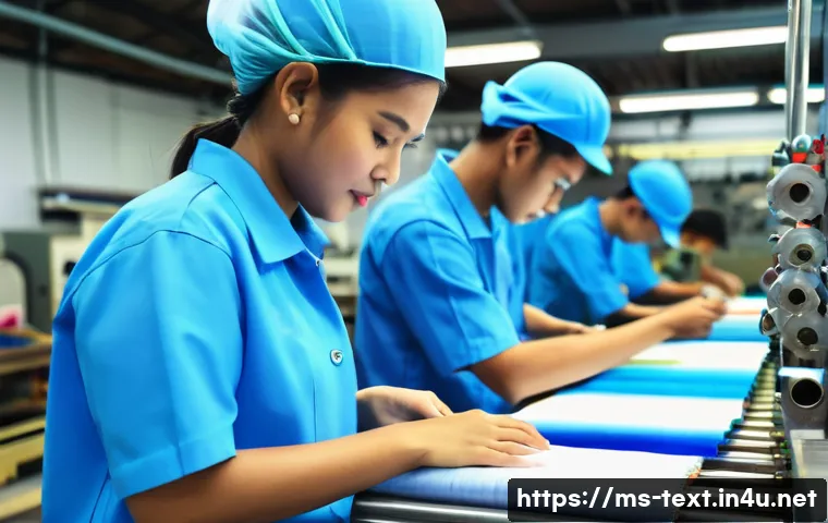 섬유기사와 필기시험 준비의 중요성 - A detailed educational scene showing a diverse group of young Malaysian textile technician students ...