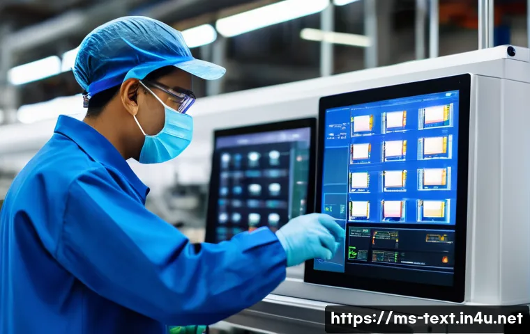 섬유기사 실무용 소프트웨어 - A modern textile factory in Malaysia with technicians monitoring multiple textile machines through a...